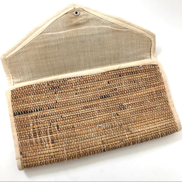 VINTAGE CASUAL CORNER BAMBOO/COTTON CLUTCH 13”x7” - Picture 5 of 7